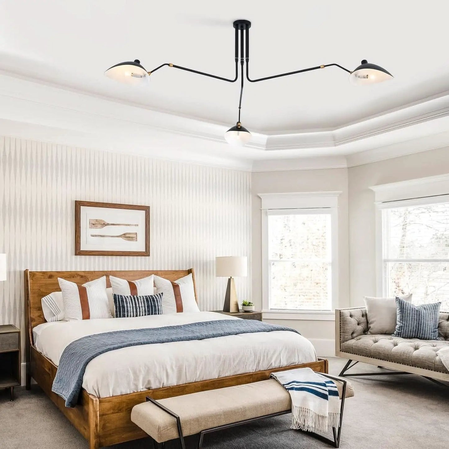 Matt Black Three Arm Adjustable Pendant Light Chandelier from PriceLows™