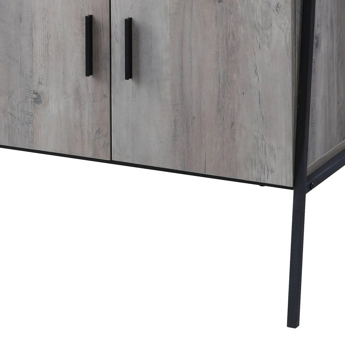 Samiya TV Stand | Gray Oak And Black Finish | Composite Wood Metal And MDF | 52 Inch Width
