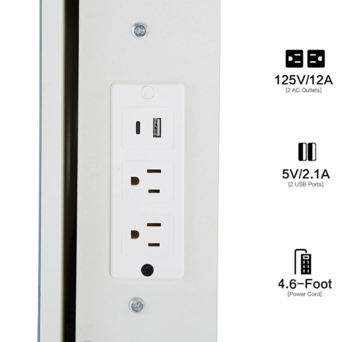 Vanity Table | Touch Led Mirror | Usb Power Hub | White