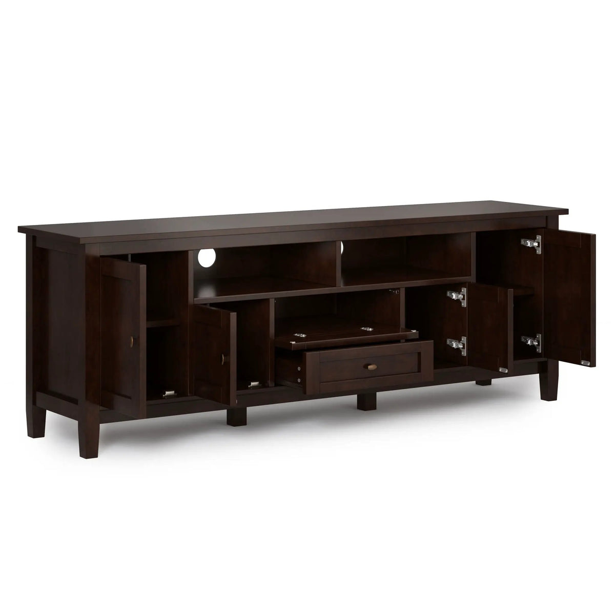 Warm Shaker Extra Wide TV Media Stand | Handcrafted Solid Wood | Fits TVs Up To 80 Inch | 72 Inch Length