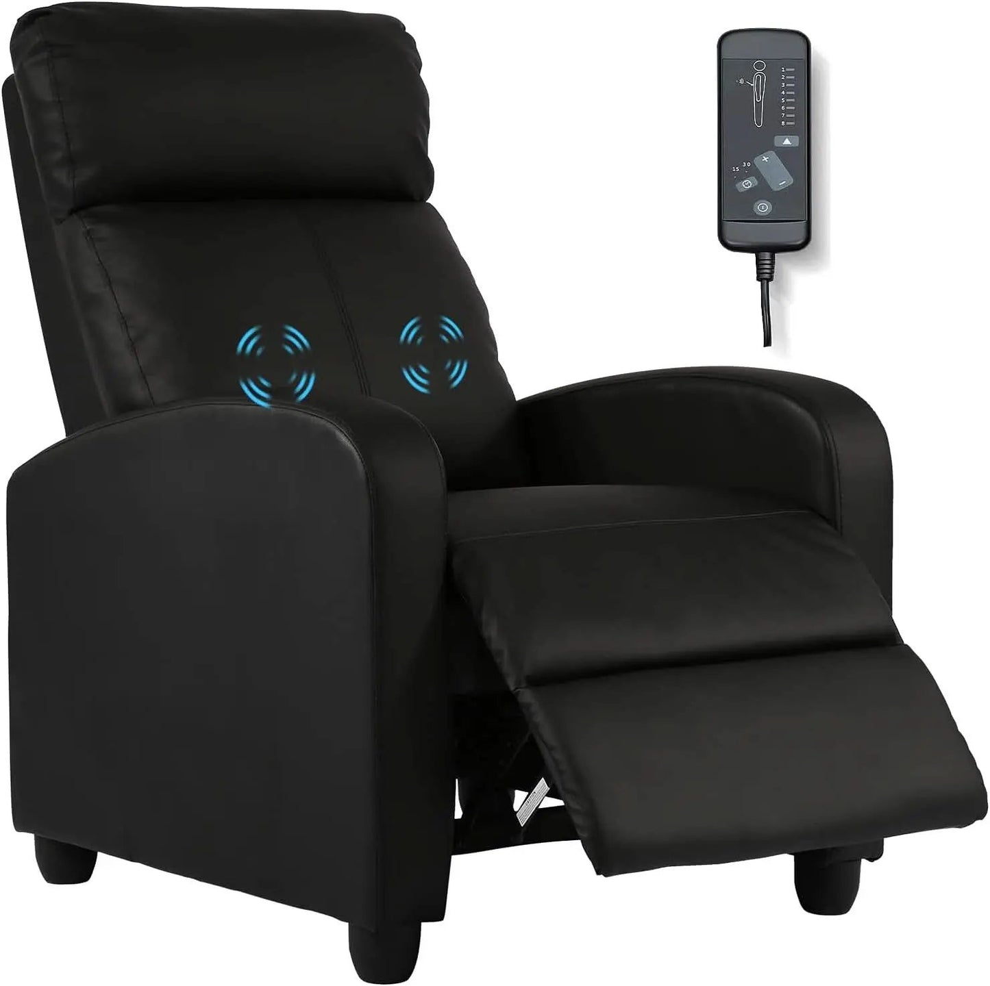 Black Wingback Recliner With Massage Therapy Living Room from PriceLows™