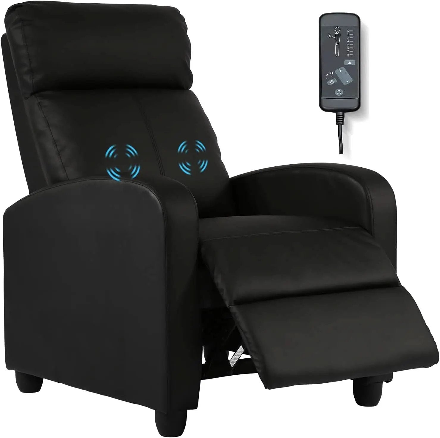 Black Wingback Recliner With Massage Therapy Living Room from PriceLows™