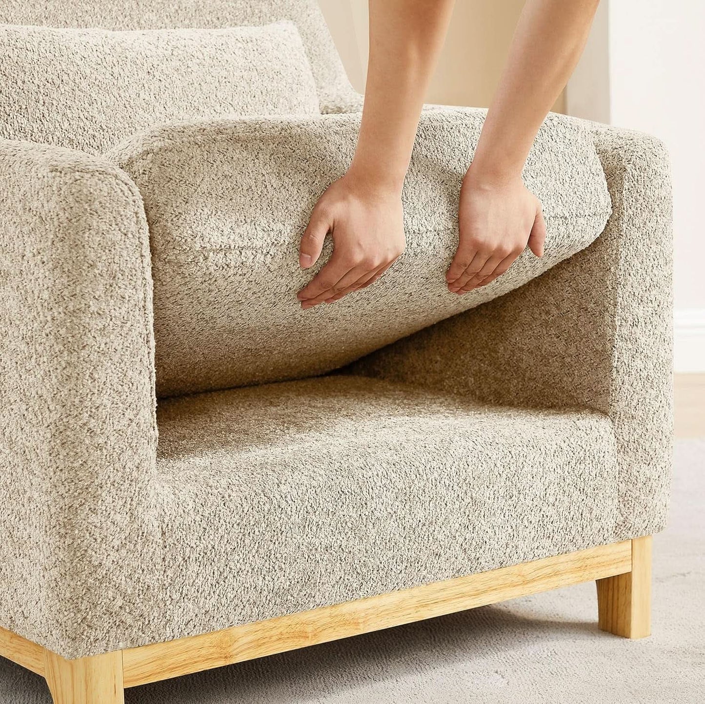 Luxurious Sherpa Oversized Accent Chair Camel Plush from PriceLows™