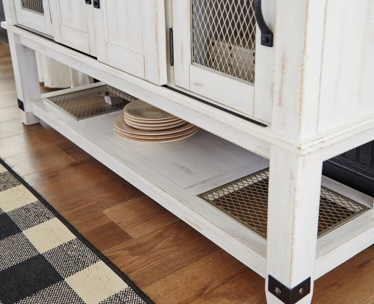Valebeck Dining Room Server | 60 x 18 x 38 in | Engineered Wood | White / Brown