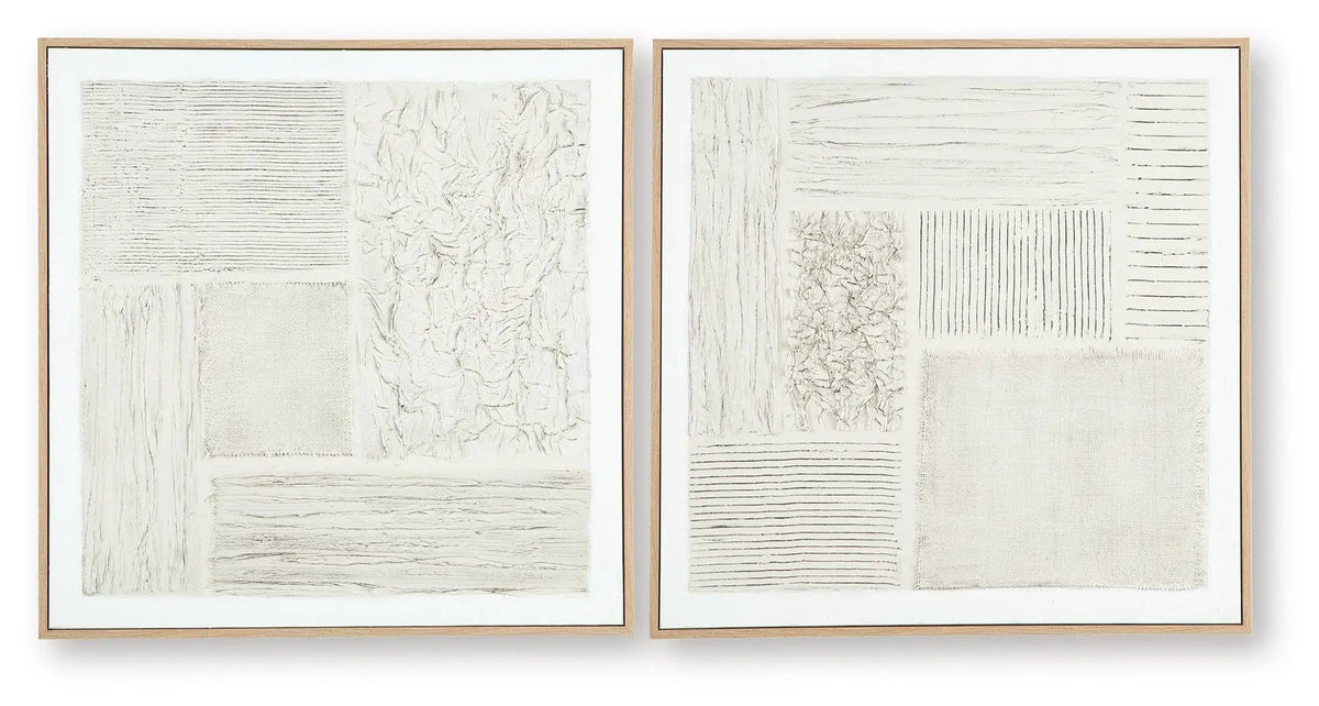 Andorfield Wall Art Set (Set of 2) | 40 x 1.63 x 40 in | Fabric | Beige / Black / White
