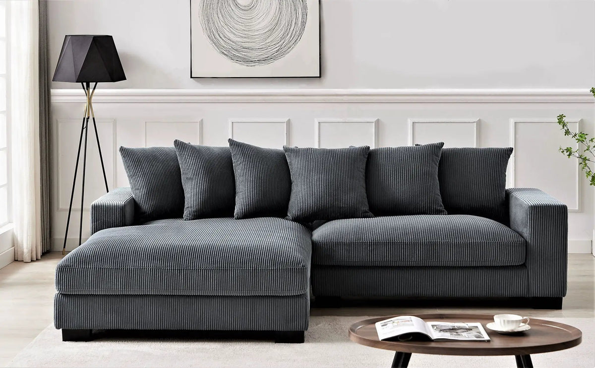 Luxe Oversized Sectional Sofa | 2 Piece L Shaped Couch | Chaise Included | Deep-Seated Design