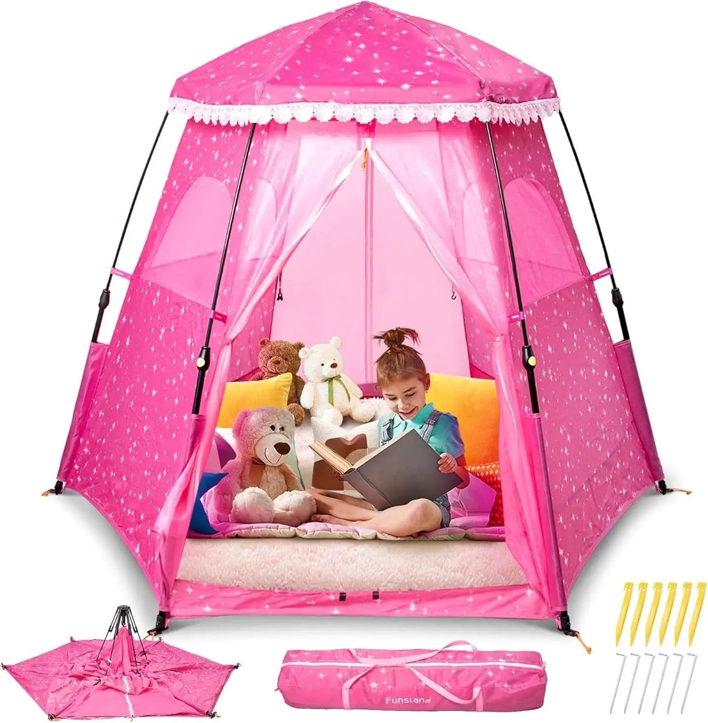 Kids Pop Up Play Tent 78x66 Inch Princess Castle Playhouse from PriceLows™