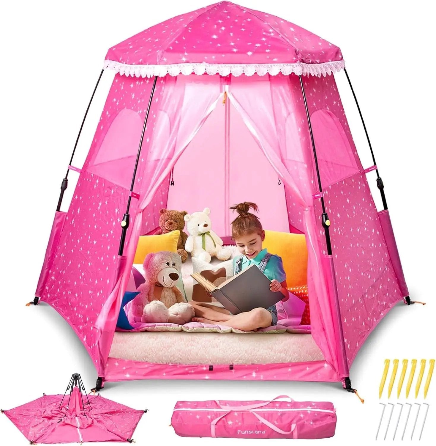 Kids Pop Up Play Tent 78x66 Inch Princess Castle Playhouse from PriceLows™