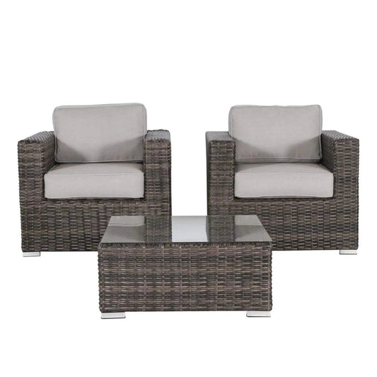 Wicker Seating Group Set | Table And Cushions Included | Aluminum Frames | Hand-Woven Wicker