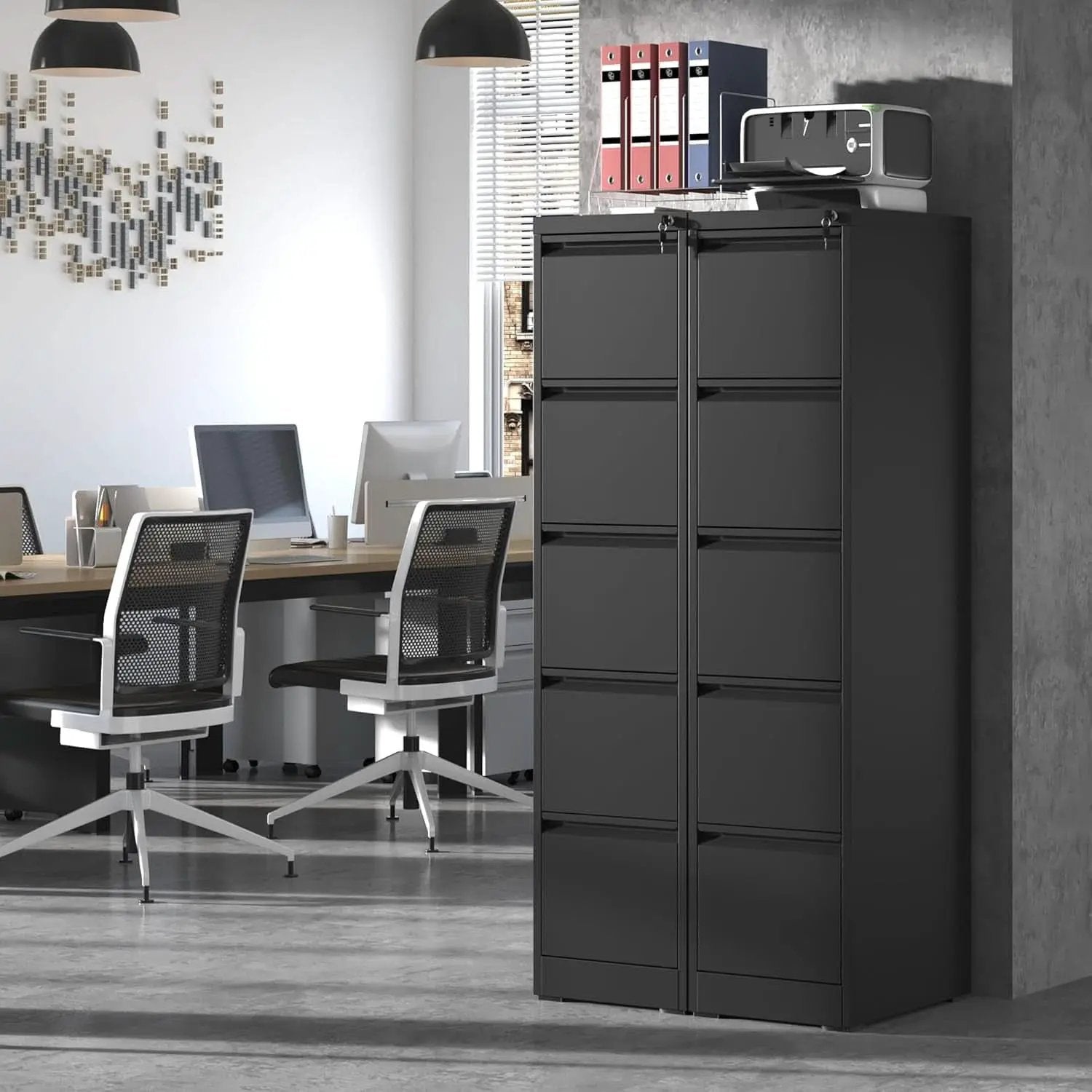 Metal 5 Drawer Vertical File Cabinet With Lock For A4 Letter Legal from PriceLows™