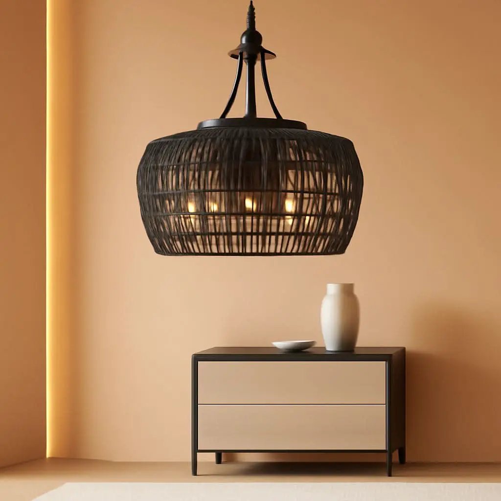 Five Light Black Chandelier For Farmhouse Dining Room from PriceLows™