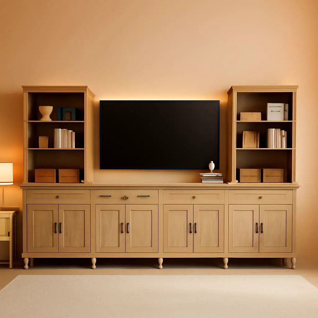 Oak Farmhouse Entertainment Center For TVs Up To 75 Inches from PriceLows™