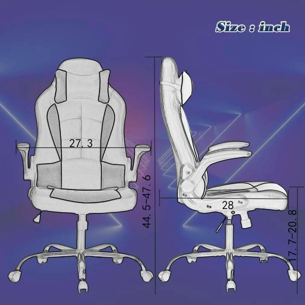 PC Gaming Chair White With Lumbar Support And Flip Up Arms from PriceLows™
