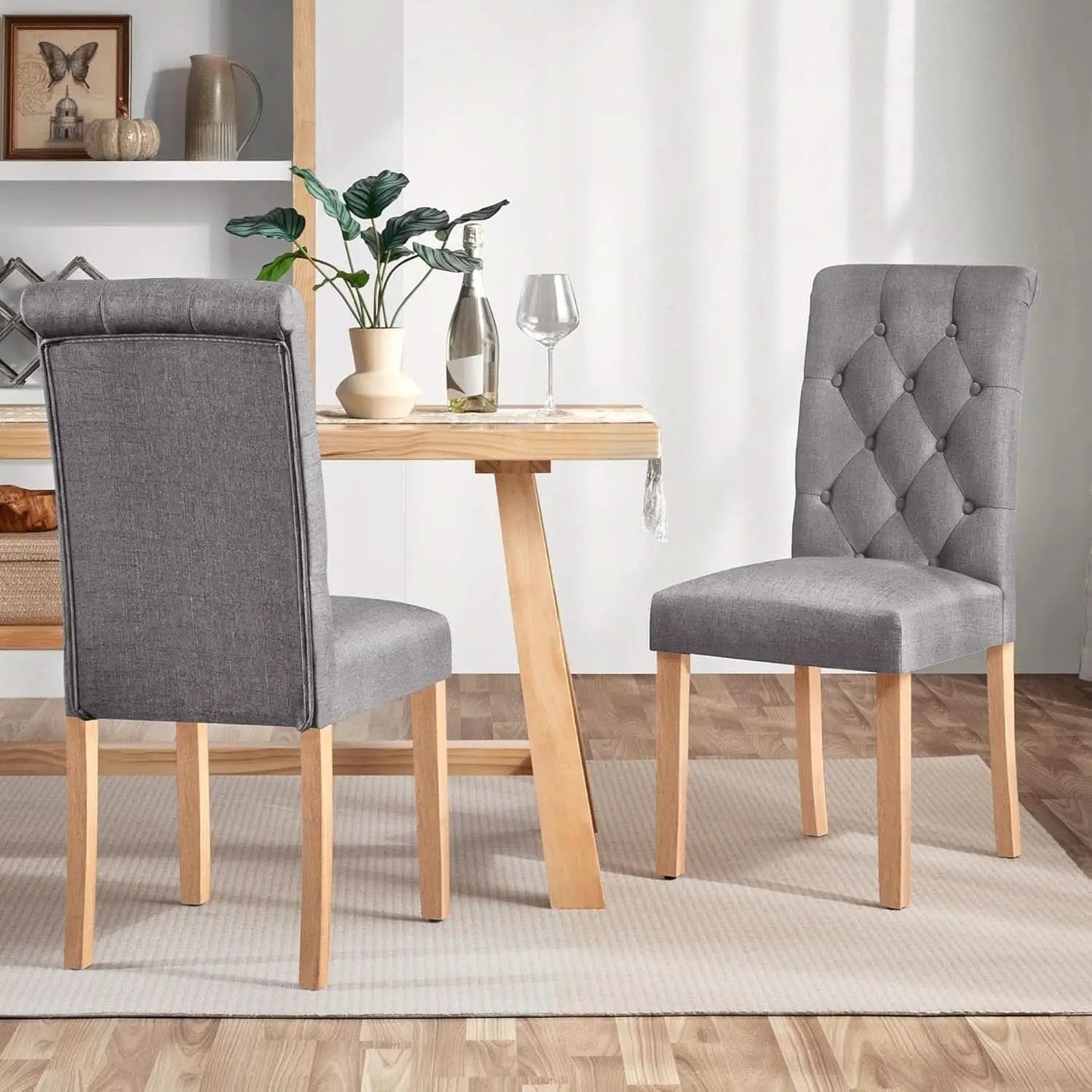 Parsons Dining Chairs Set of 2 Upholstered High Back Dark Gray from PriceLows™