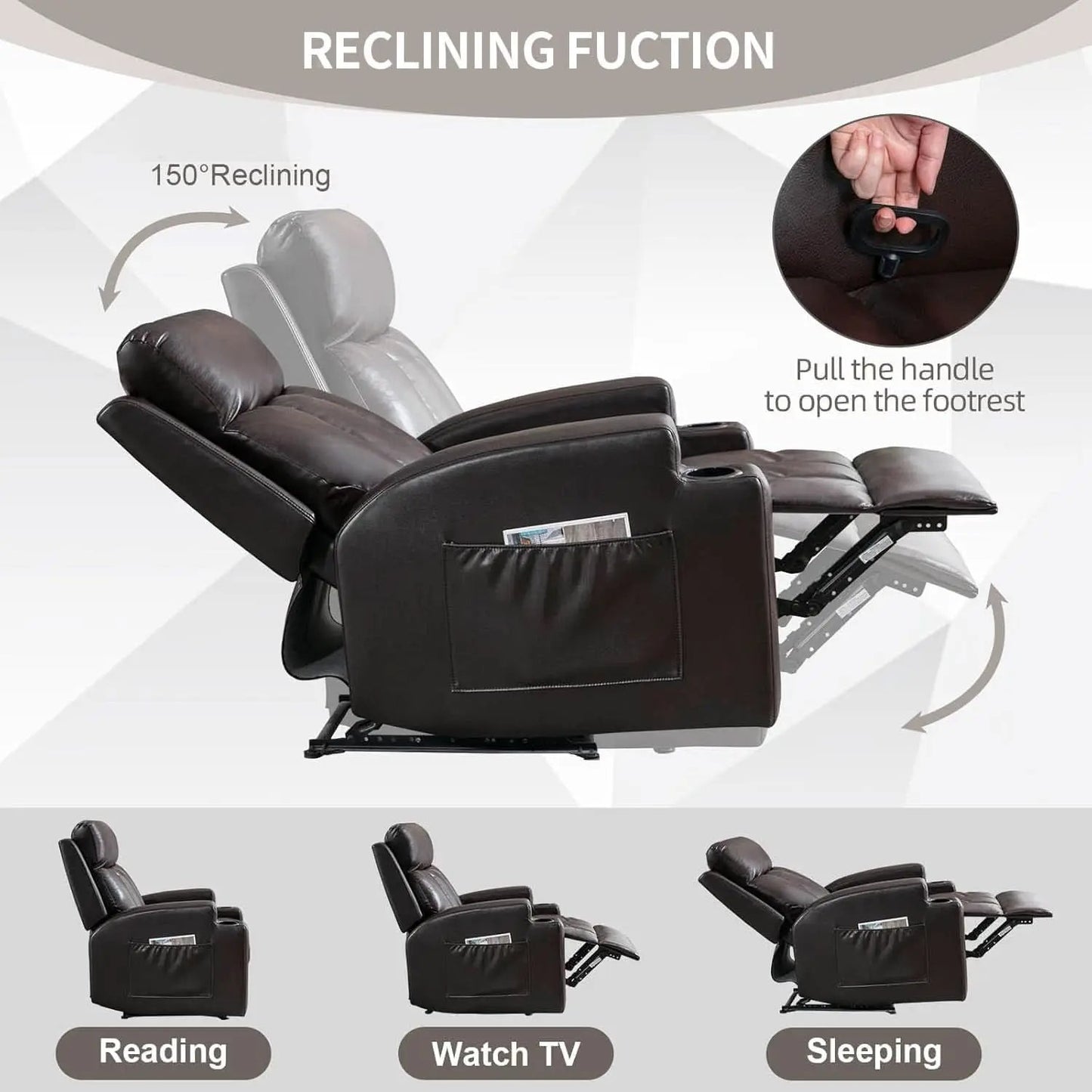 Brown UltraSoft Fabric Manual Recliner With Plush Arms from PriceLows™