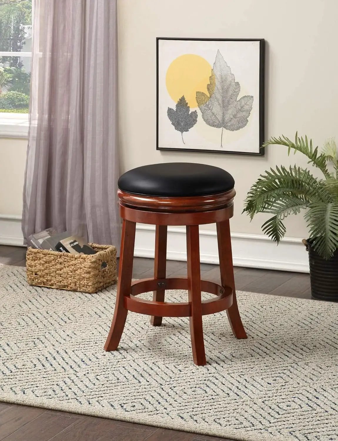 Backless Counter Height Bar Stool 24 Inch Cherry Color from PriceLows™