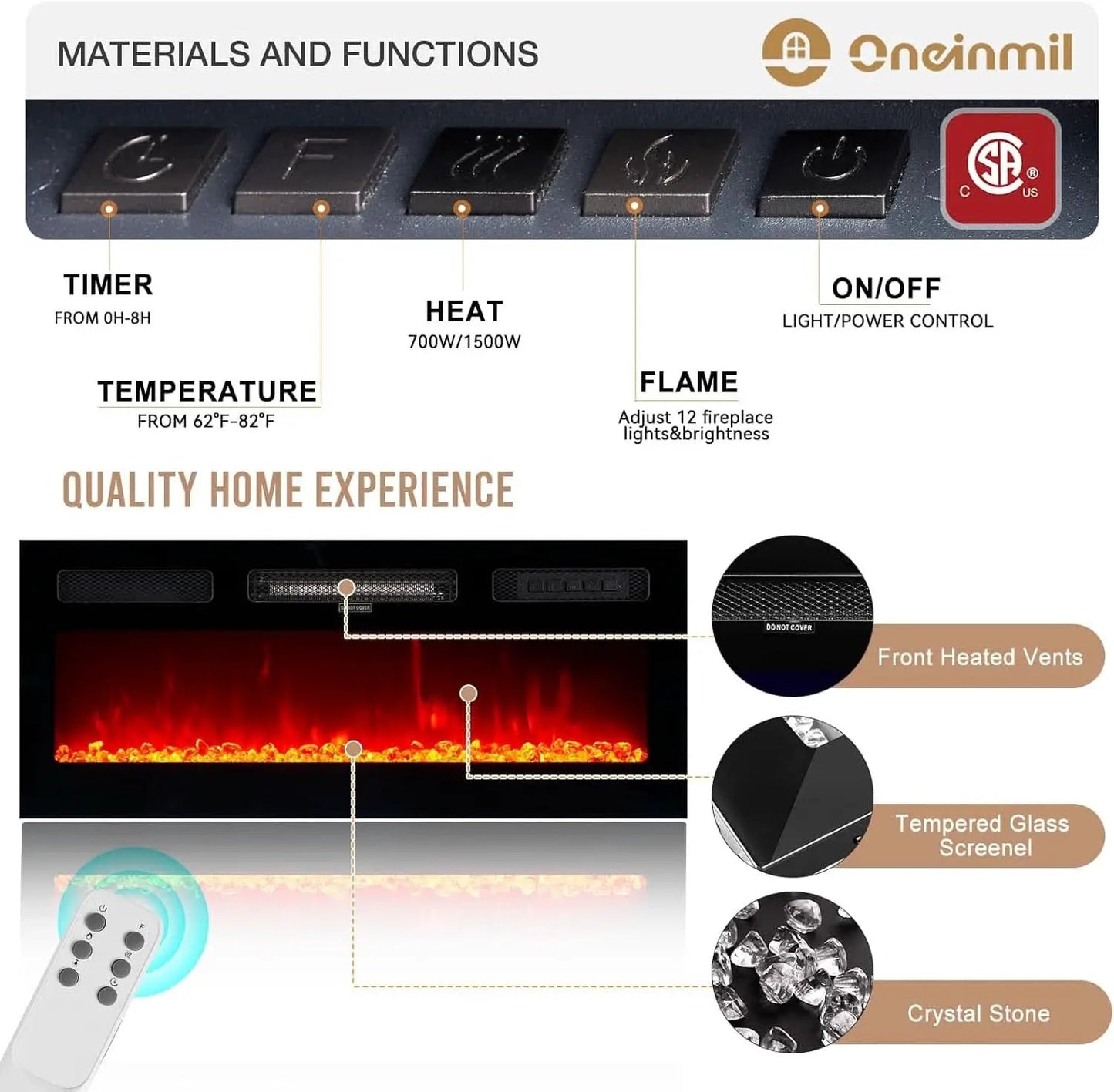80 Inch White Electric Fireplace TV Stand With LED Lights from PriceLows™