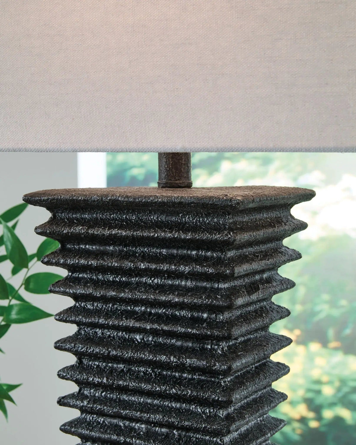 Golzar Poly Table Lamp | 17 x 10 x 30 in | Fabric | Black
