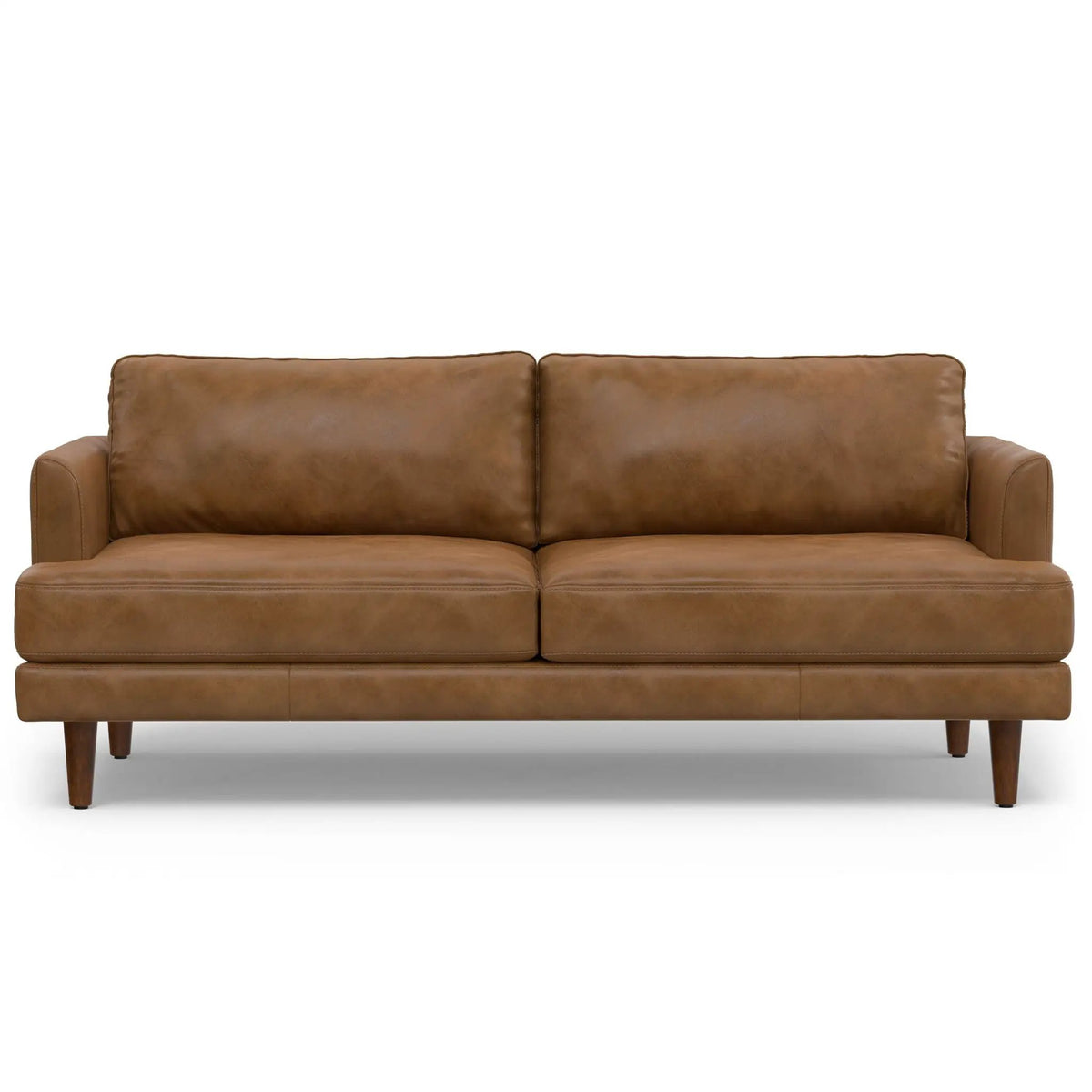 Livingston Upholstered Sofa | Genuine Aniline Leather | 7 Inch Thick Cushions | 76 Inch Length