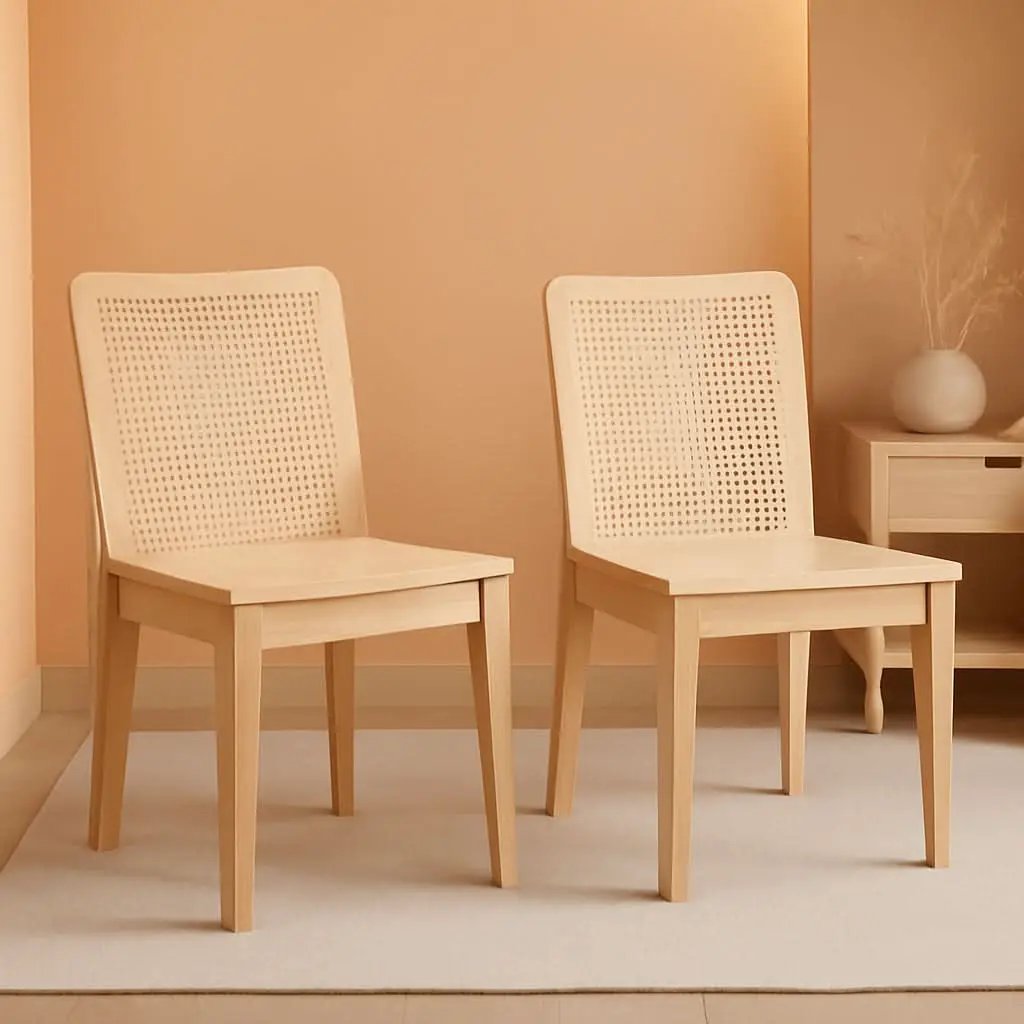 Natural Rattan Dining Chair Set Of 2 For Home Dining Room from PriceLows™