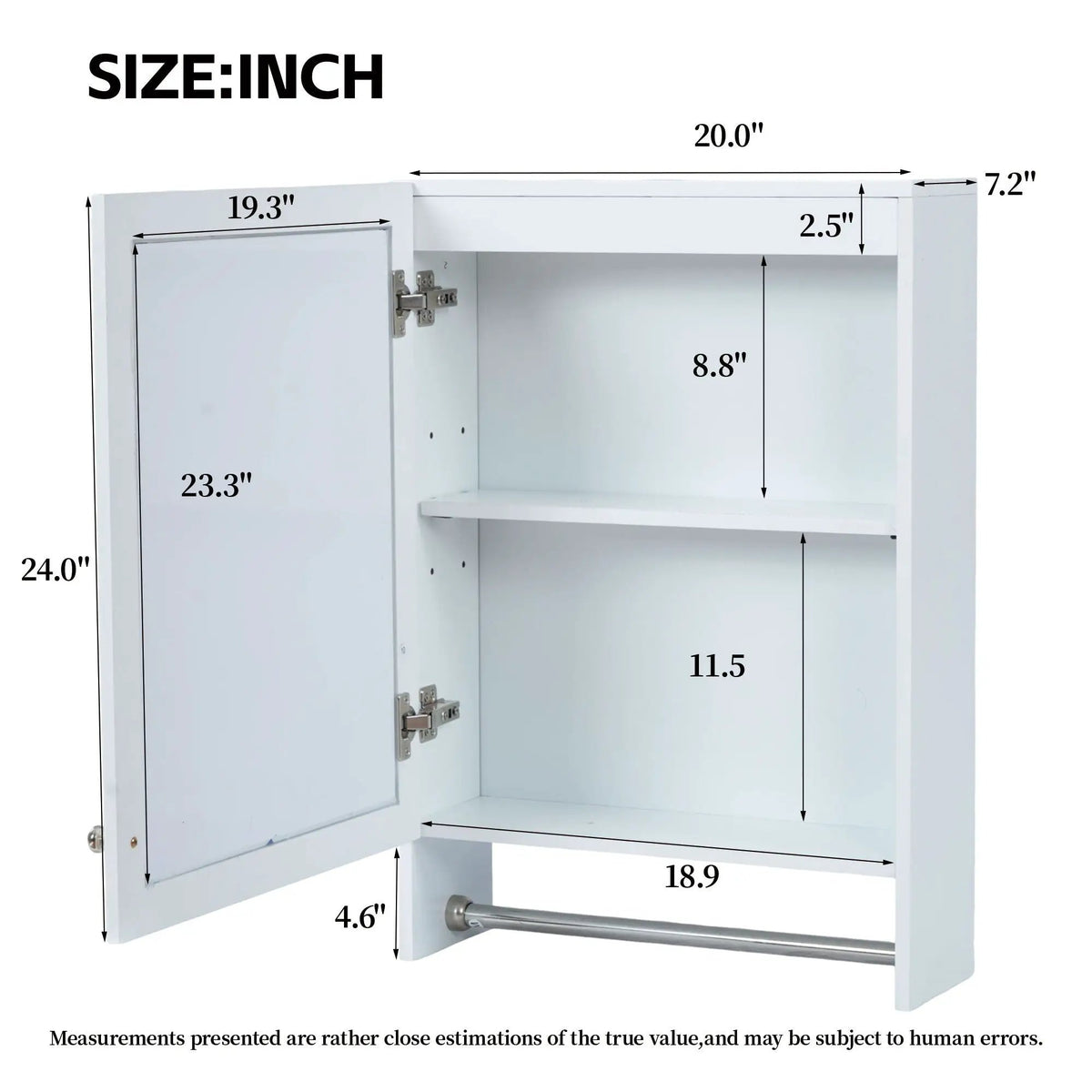 Bathroom Mirror Cabinet | Soft Close Door | Adjustable Shelf | White