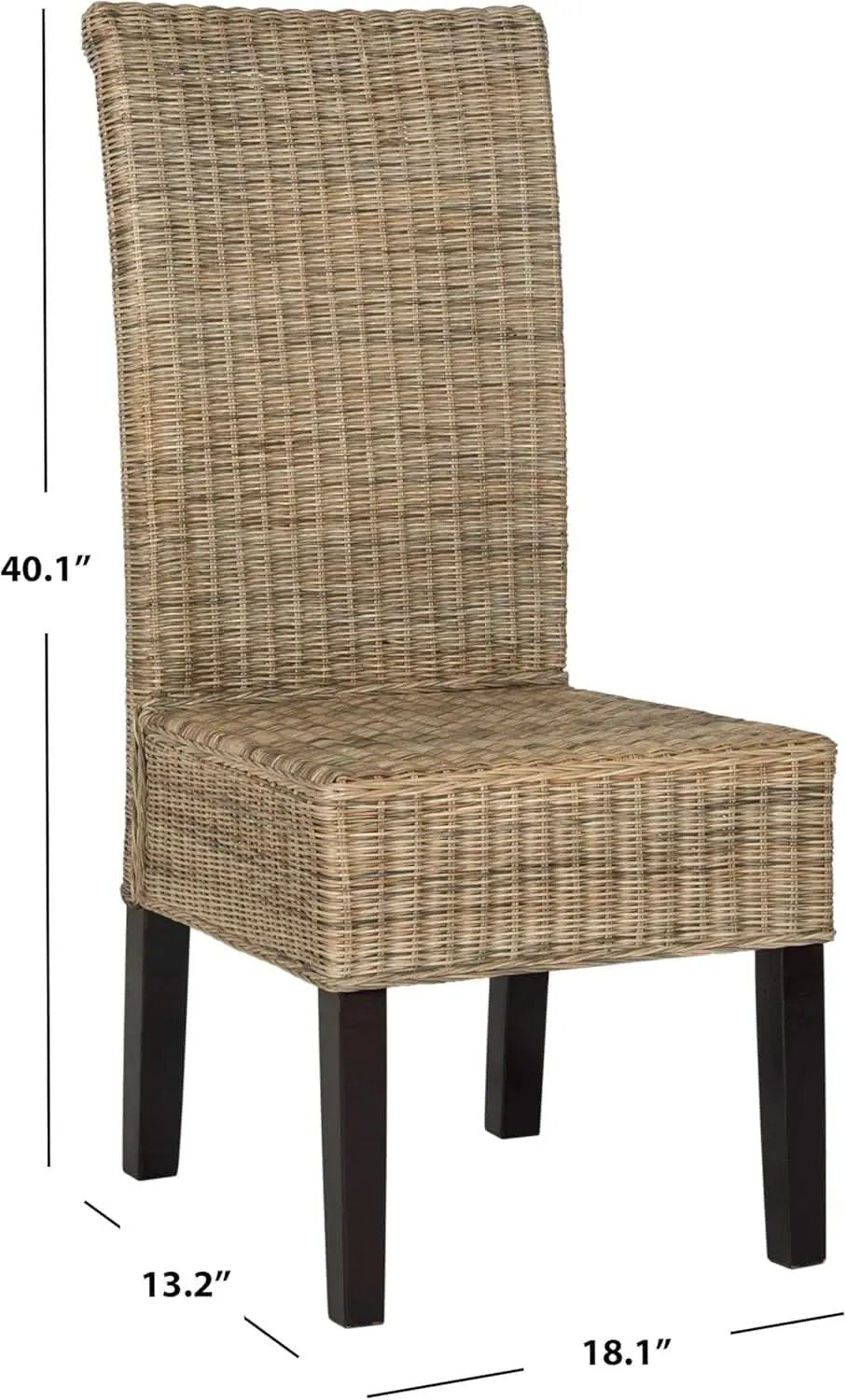 Grey Wicker Dining Chair 18 Inch Rattan Cotton Upholstery from PriceLows™