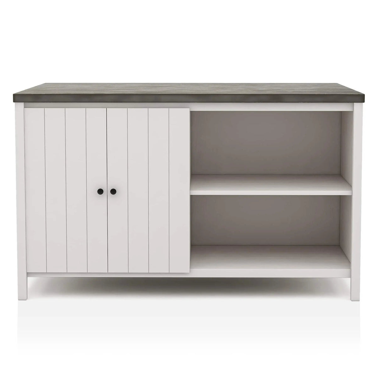 Counter Height Dining Table | Storage Cabinet Base | Two-Tone Dark Gray And Off-White | 60 Inch Width