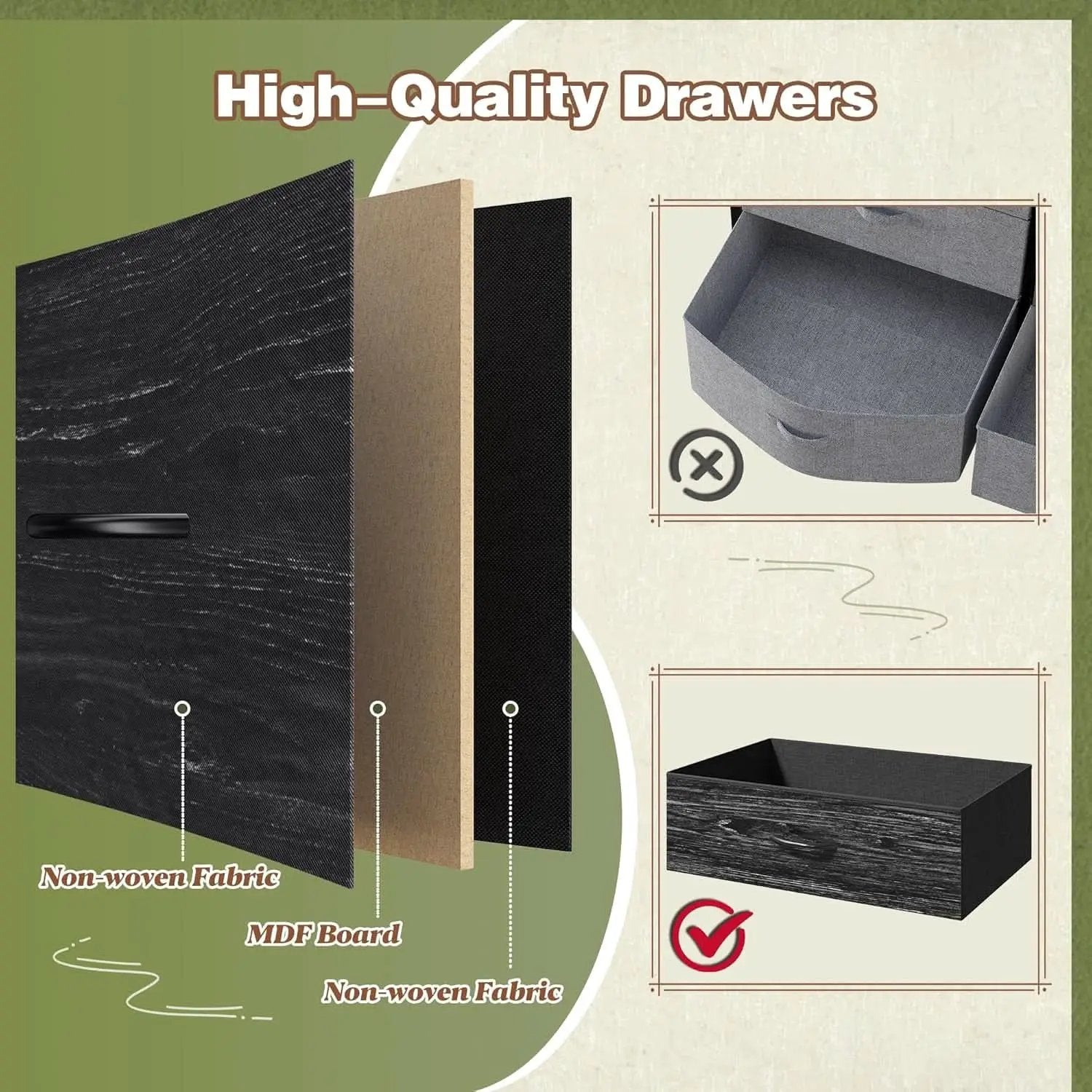 Dresser TV Stand for 60 Inch TV, 9 Drawer, Charcoal Black from PriceLows™