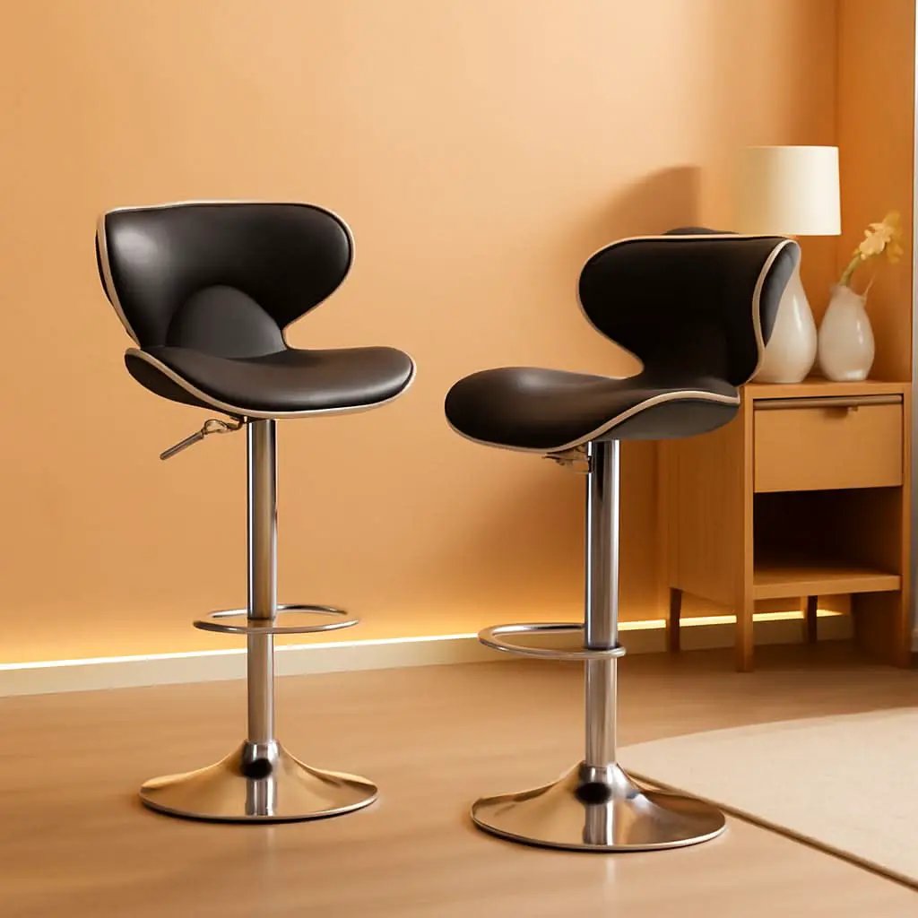 Masaccio Grey Leatherette Airlift Swivel Barstool Set of 2 from PriceLows™