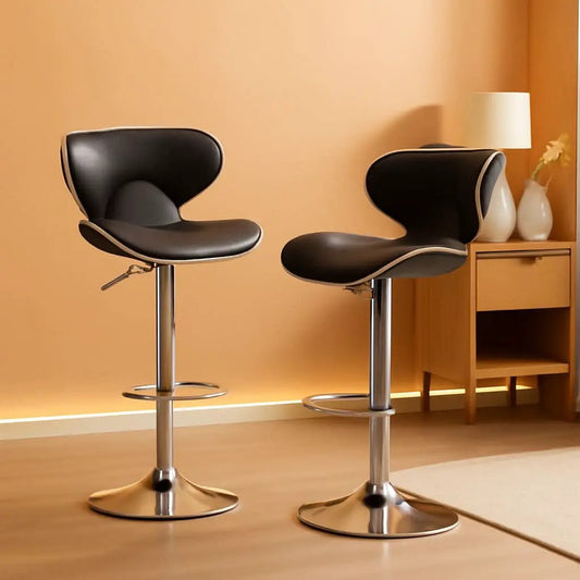 Masaccio Grey Leatherette Airlift Swivel Barstool Set of 2 from PriceLows™