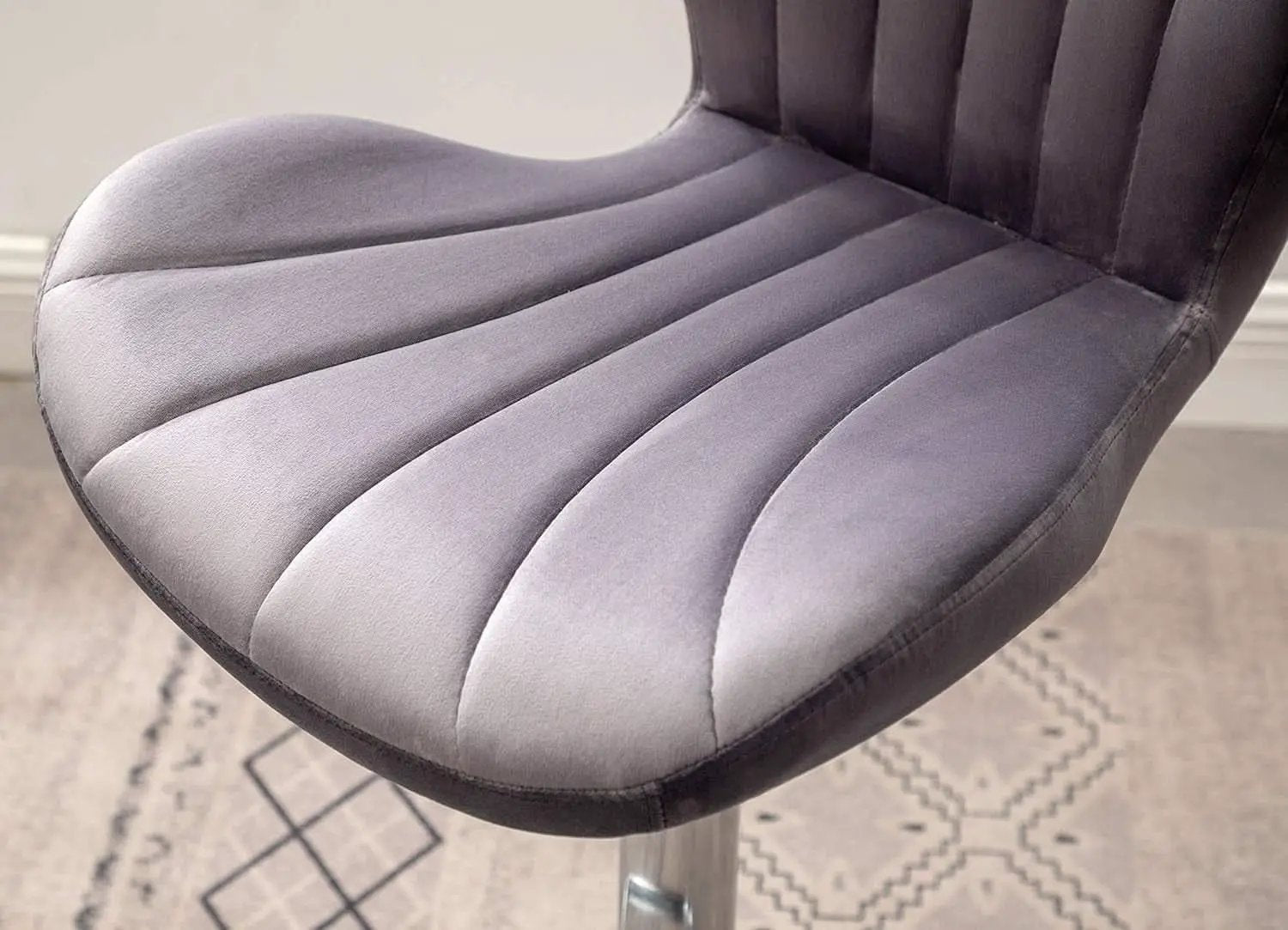 Velvet Adjustable Swivel Barstools Gray Set of Two from PriceLows™