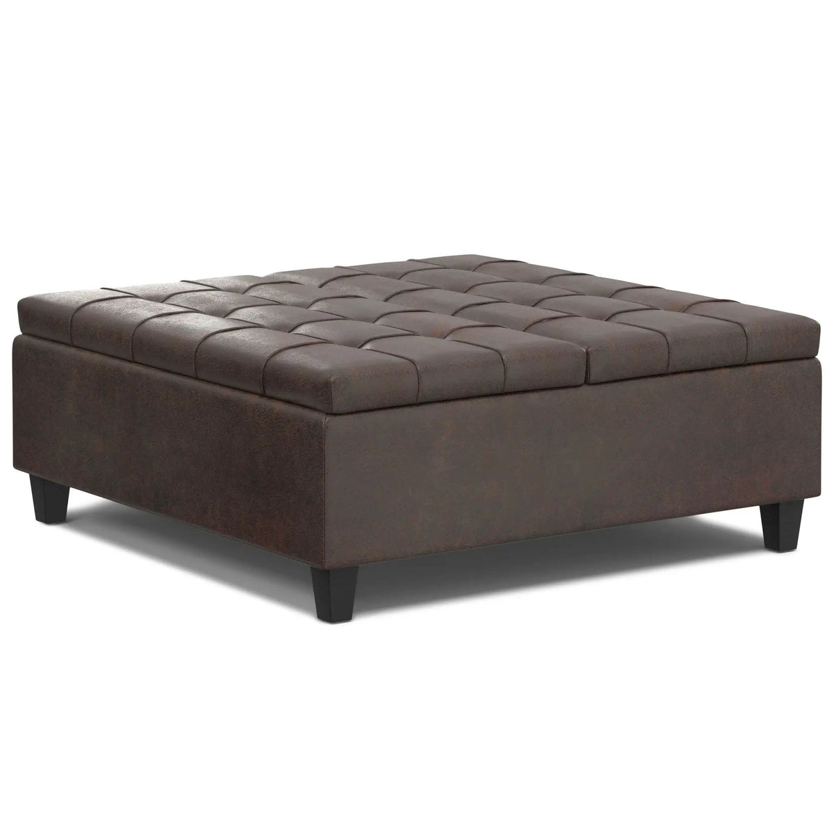 Harrison Large Coffee Table Storage Ottoman | Split Lift-Up Top | Square Design | 36 Inch Width