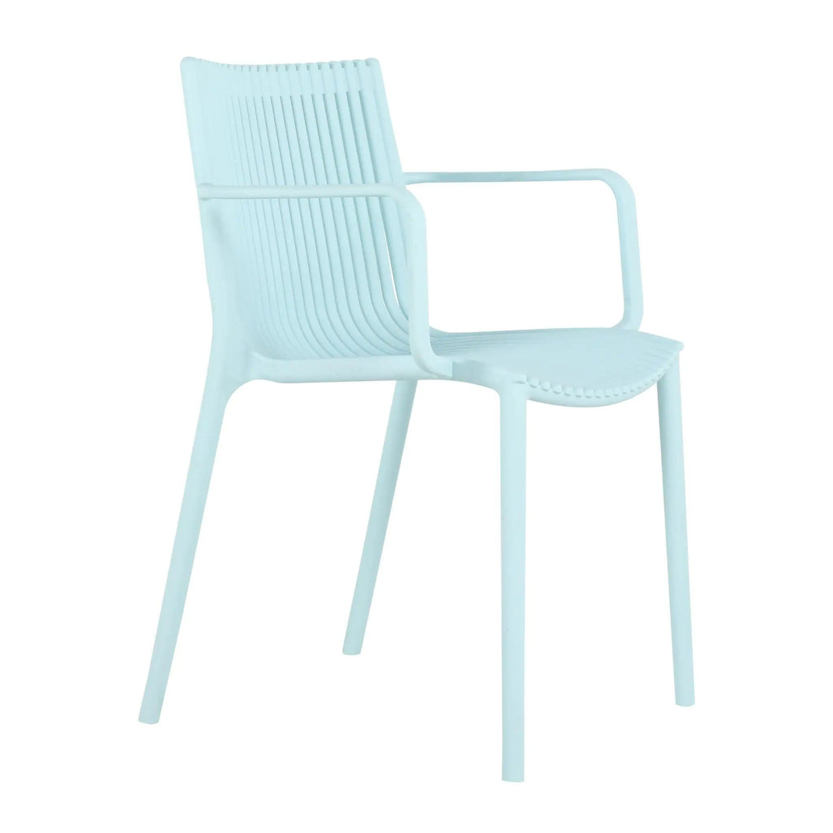 4 Modern Stackable Plastic Armchair Matched With Round Table 5 Piece Outdoor Set | 5 Piece Outdoor Set | Outdoor Living Furniture | Outdoor Living
