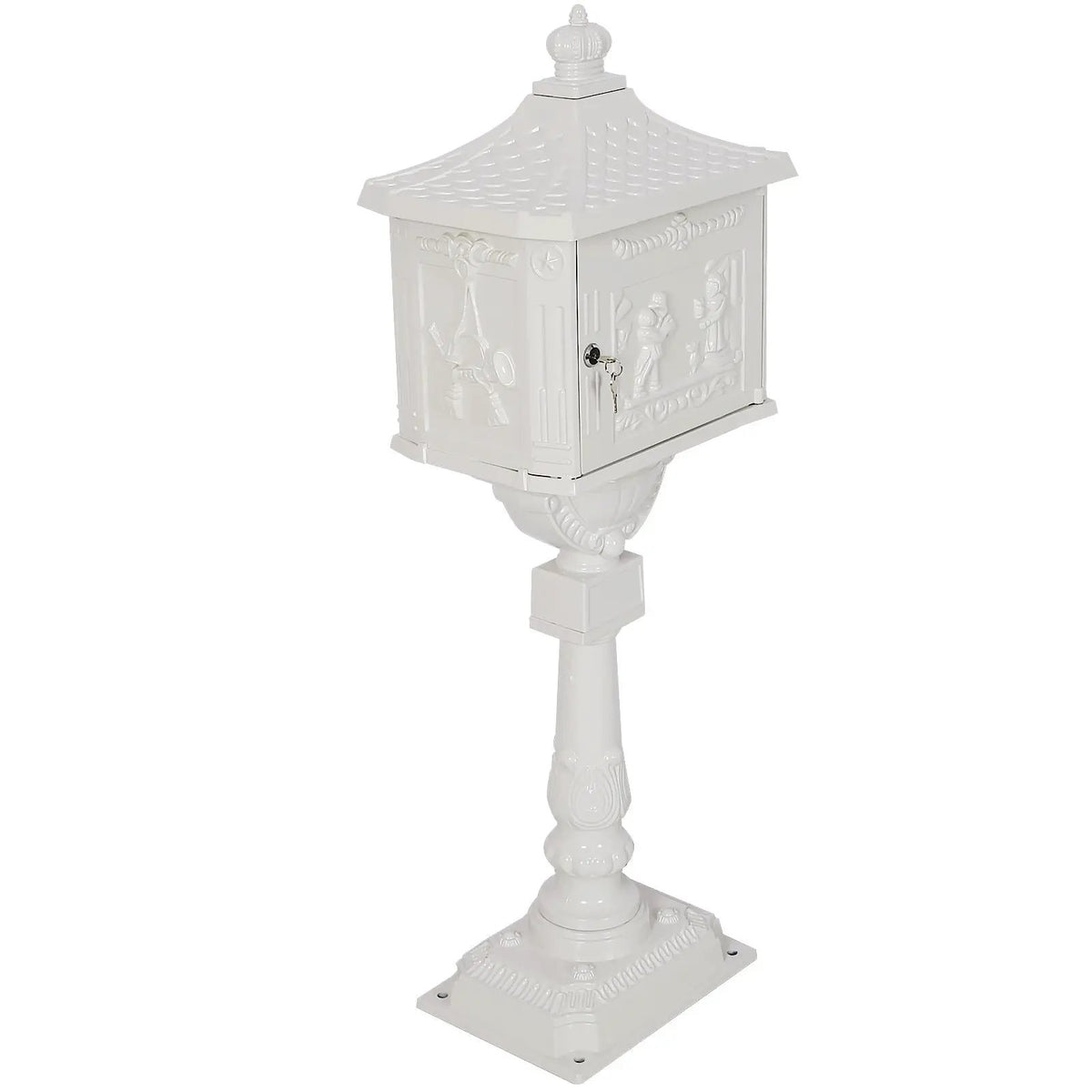 Cast Aluminum Mailbox | 45.5 Inch Height | Spacious Interior | Postal Box Design
