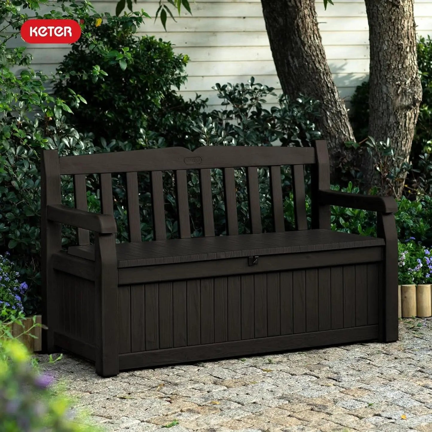 70 Gallon Outdoor Storage Bench Box for Garden Tools from PriceLows™
