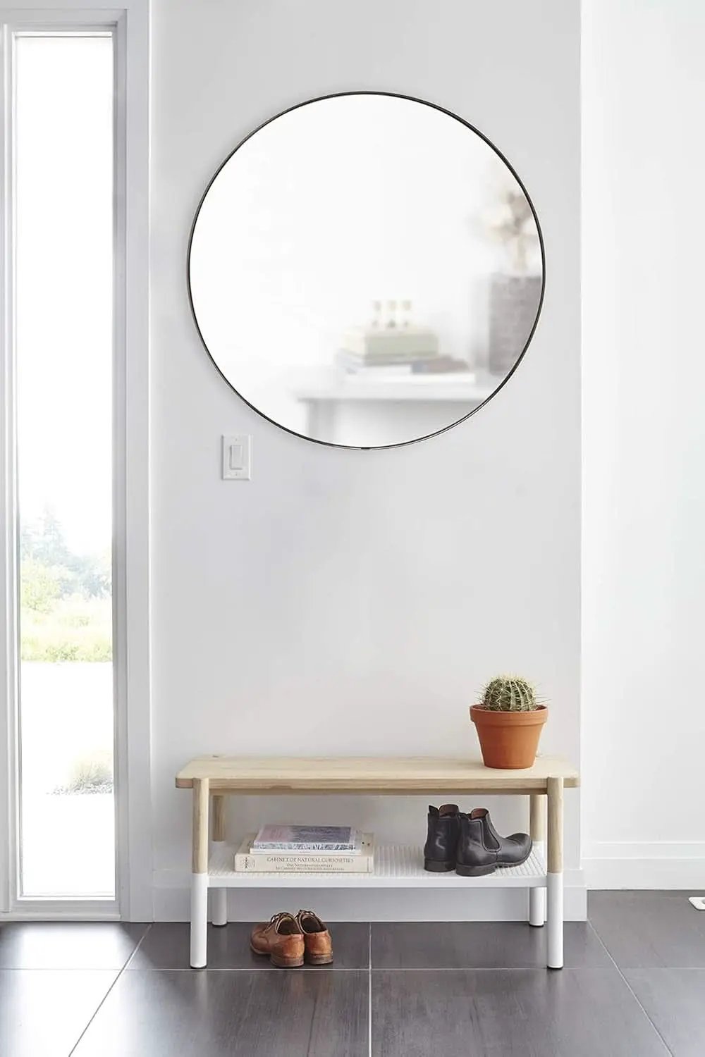 34 Inch Circle Mirror Titanium Finish For Entryways from PriceLows™