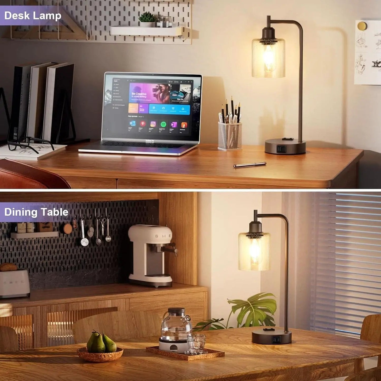Brown Table Lamps 3-Way Dimmable With USB Ports Set Of 2 from PriceLows™
