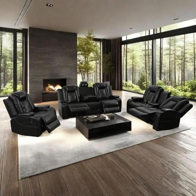 Power Recliner Set With LED Lights And Wireless Charger USB Port from PriceLows™