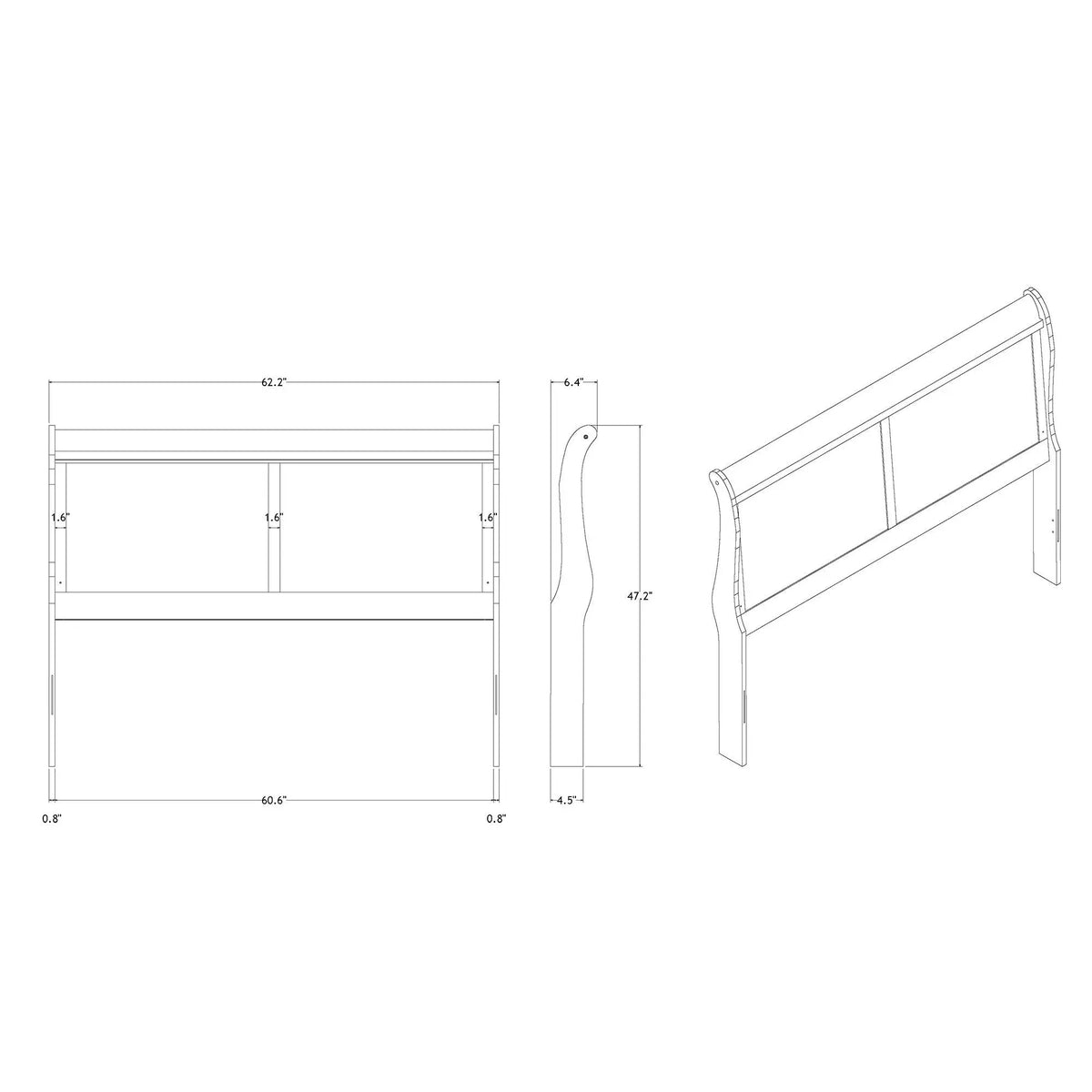 Charlston Sleigh Bed | Integrated LED Lighting | Modern Sleigh Design | 84.5 Inch Length