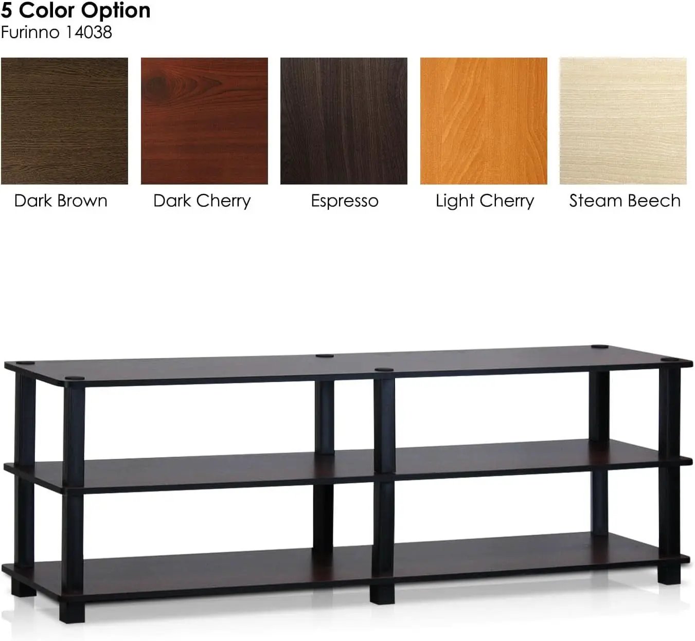 Turn-S-Tube No Tools 3-Tier TV Stand Dark Cherry And Black from PriceLows™
