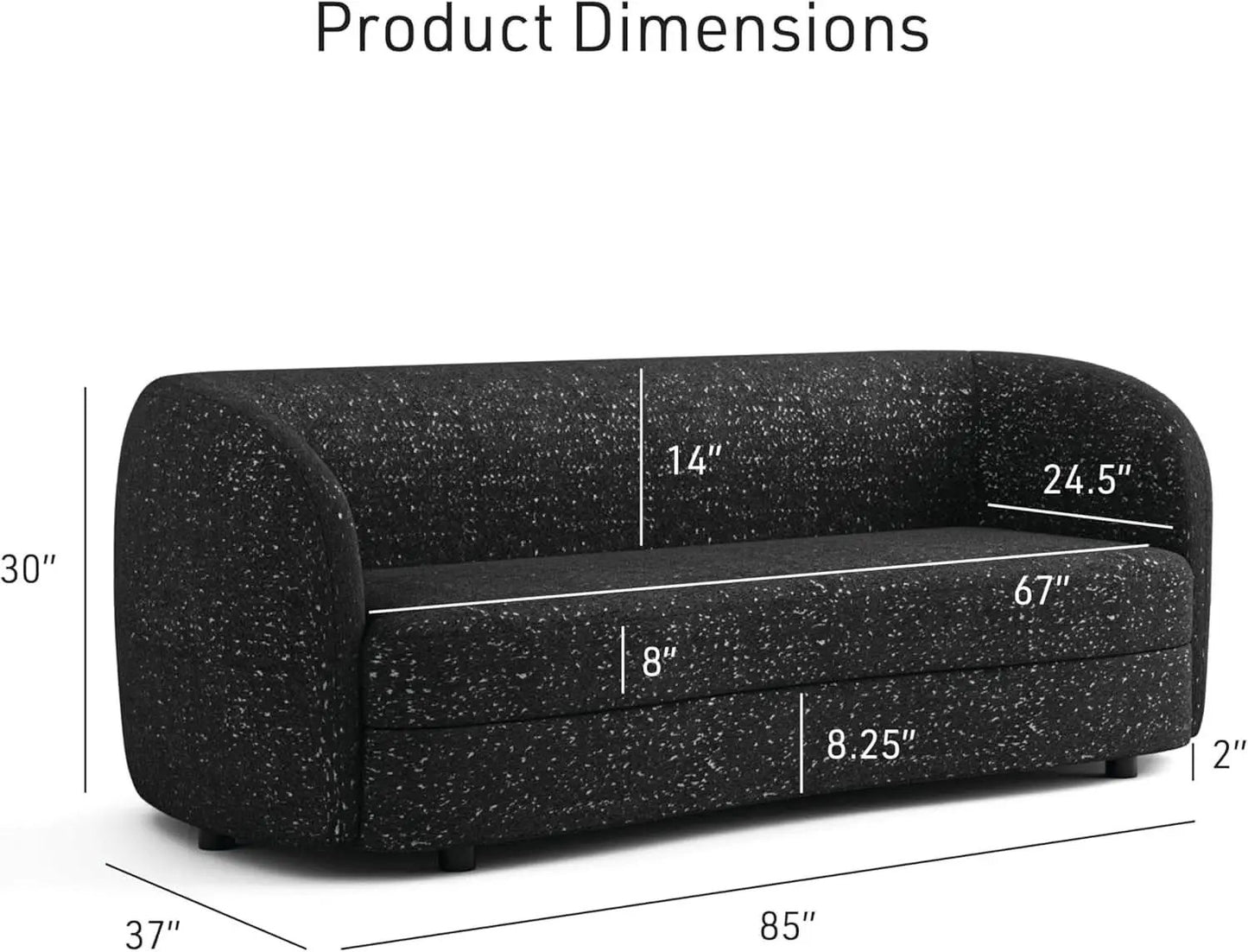 Nimiane Modern Boucle Sofa Set Black With Curved Arms from PriceLows™