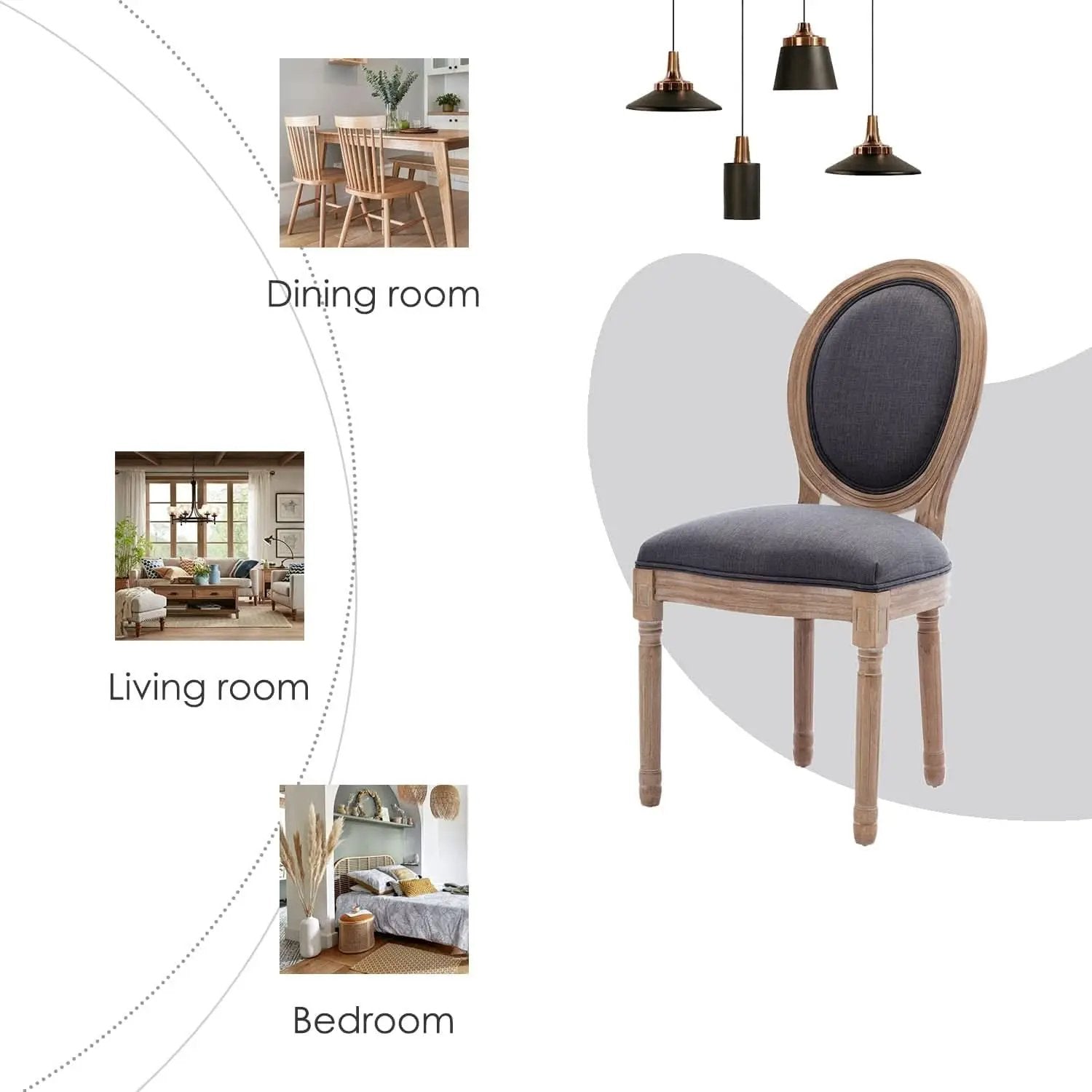 French Country Oak Upholstered Dining Chairs Set Of 6 from PriceLows™