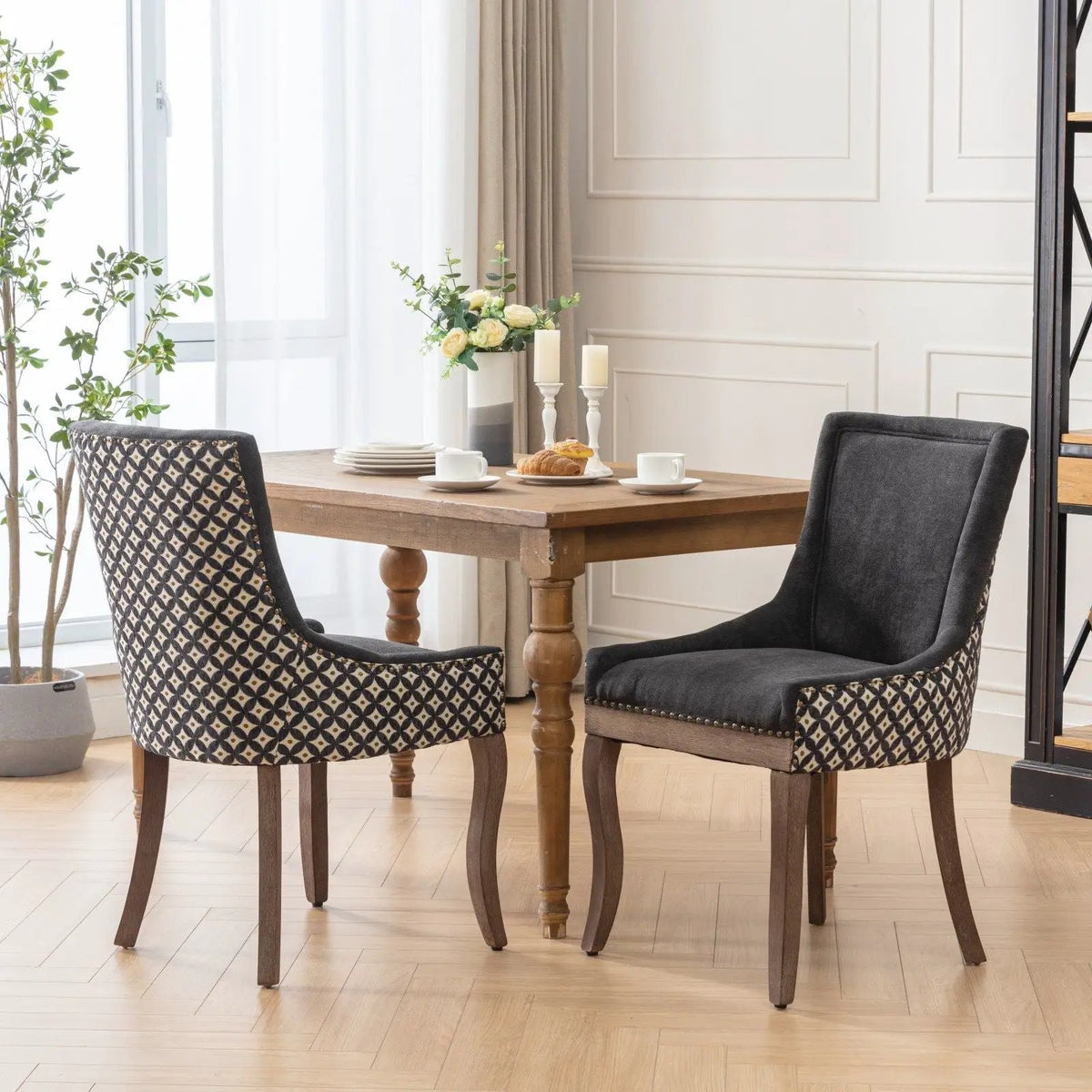 Ultra Side Dining Chairs | Set Of 2 | Luxurious Fabric | Mid-Century Modern Look