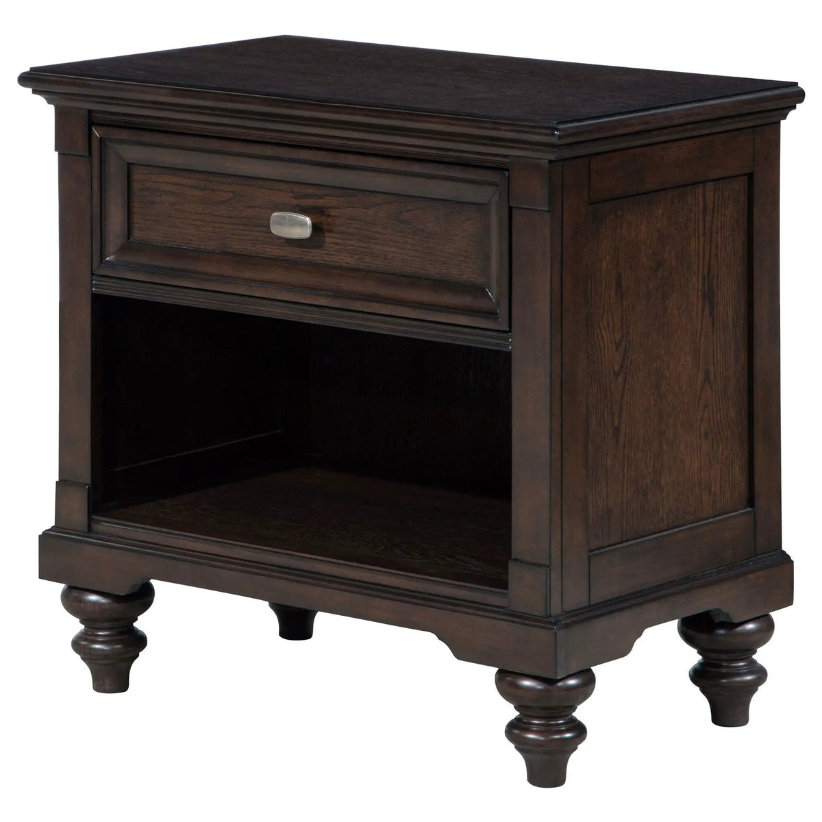 Andover 1-drawer Nightstand Bedside Table Dark | 28 x 17.25 x 26.75 in | Wood | Oak