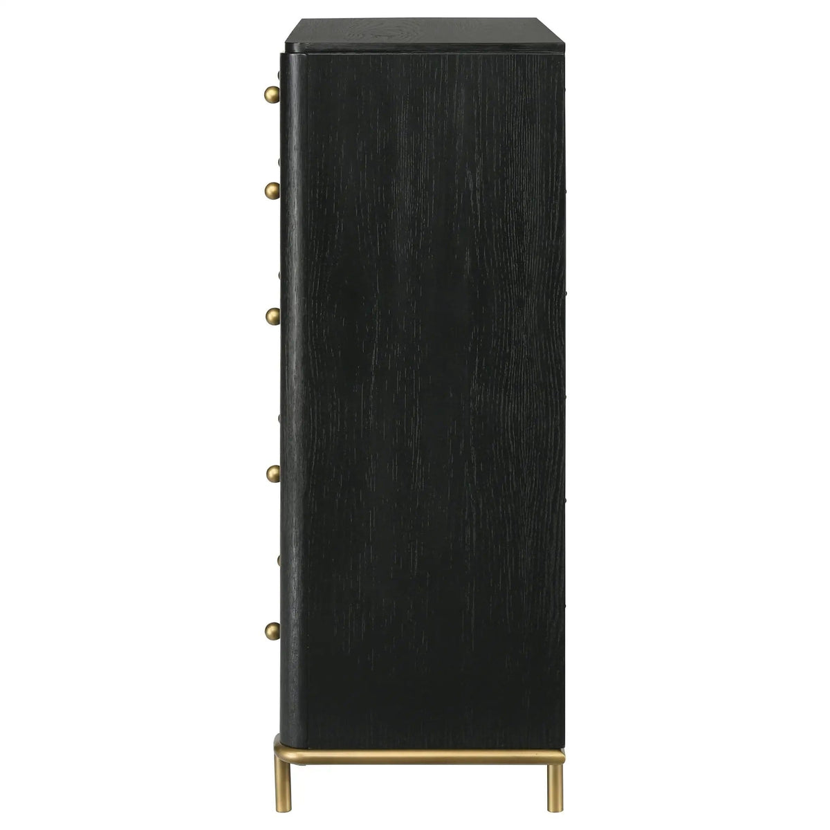 Arini 5-drawer Bedroom Chest | 38 x 18 x 50.25 in | Metal & Veneer | Black