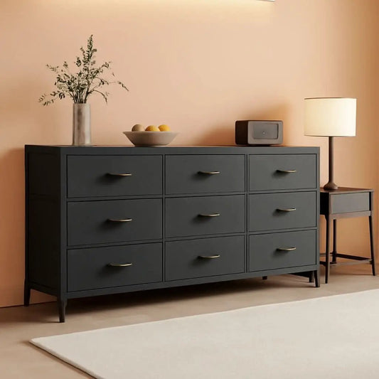 9 Drawer Dresser TV Stand for 55 Inch TVs Black Storage from PriceLows™