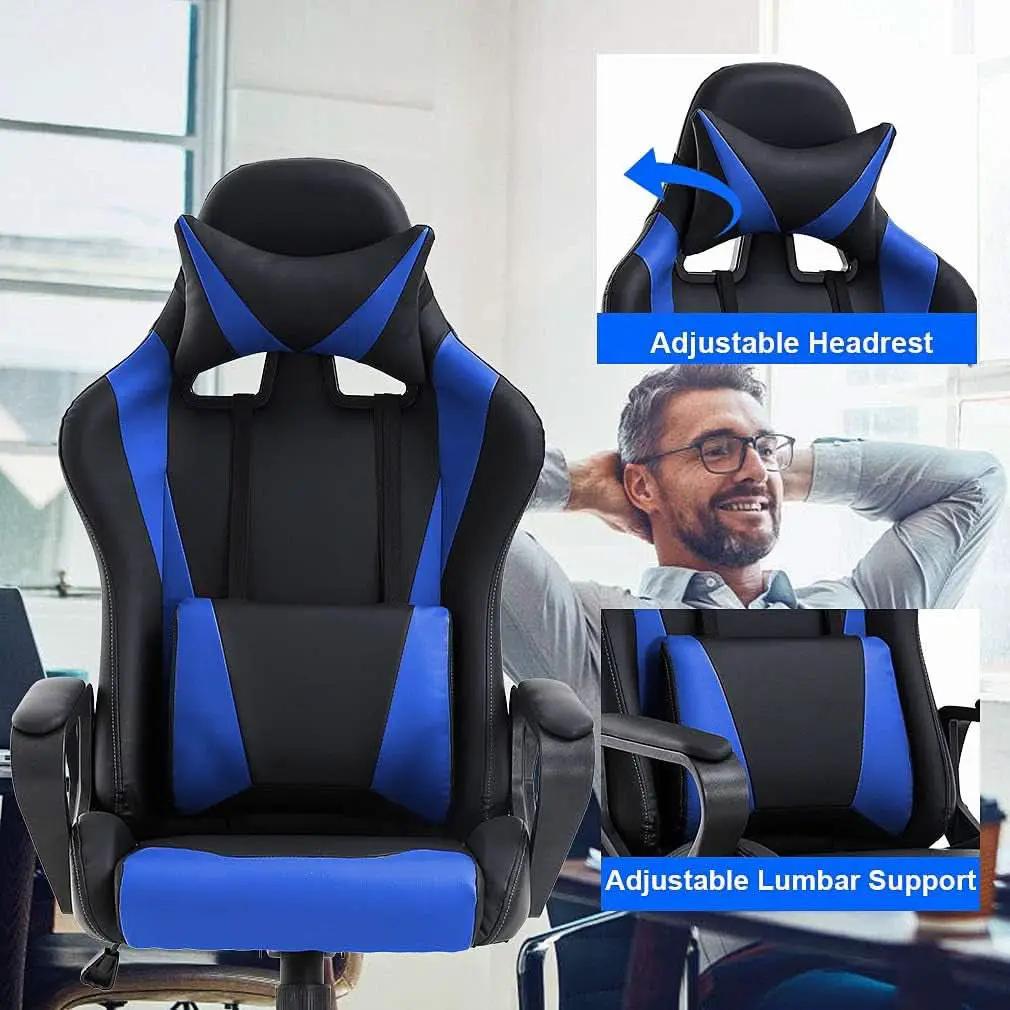 Blue High Back Ergonomic Gaming Chair With Lumbar Support from PriceLows™
