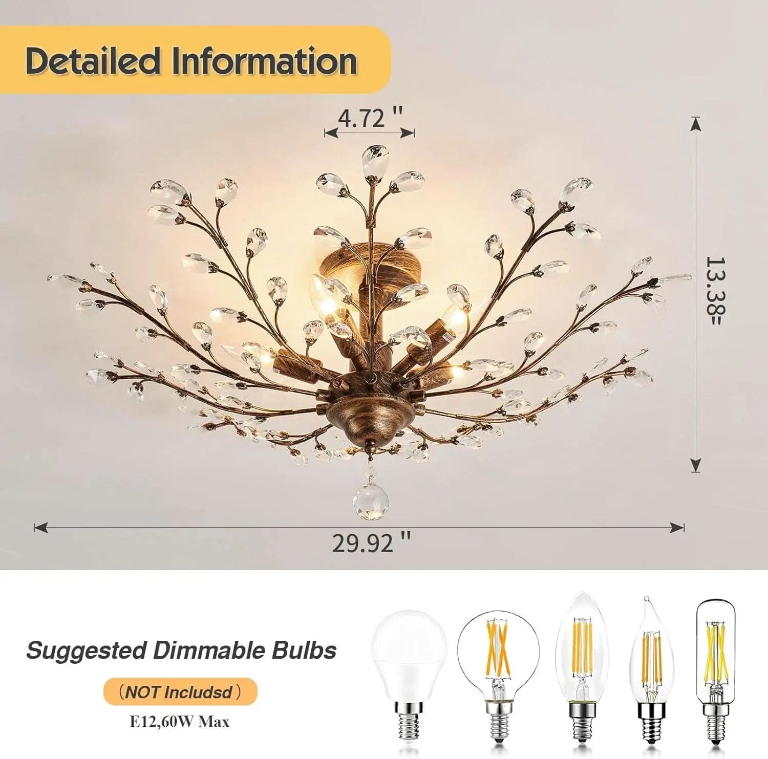 Bronze Five Light Vintage Crystal Chandelier Dimmable from PriceLows™