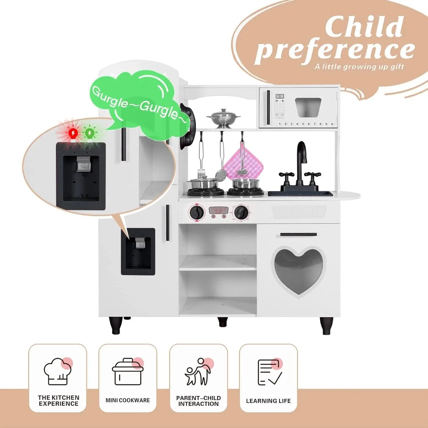 Wooden Kitchen Playset For Toddlers Featuring Lights from PriceLows™
