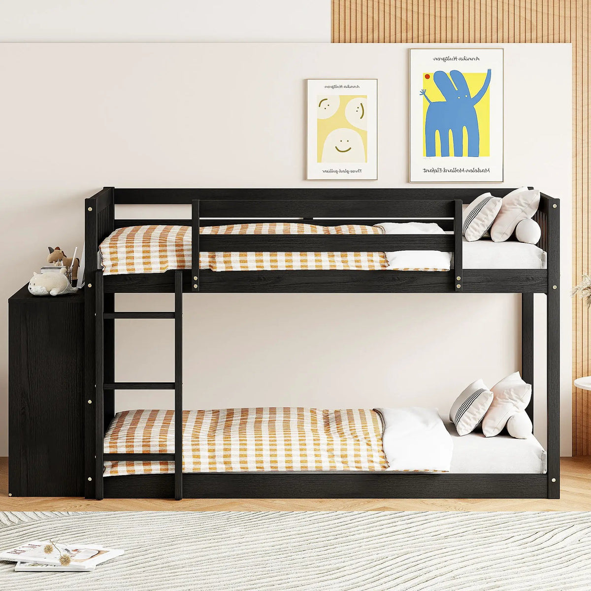 Bunk Bed | Solid Pine Frame | Four Drawers And Three Shelves | Full Size